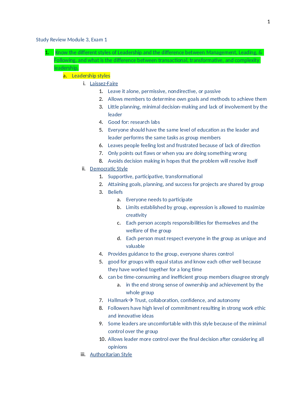 Preview of NUR 2868 / NUR2868 Exam 1 Study Guide (Latest 2021/2022): Role, Scope, Quality & Leadershi
